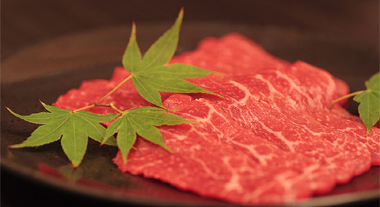 馬刺し(霜降り)の盛り付け例 中トロ馬刺し(カナダ産)の盛り付け例
